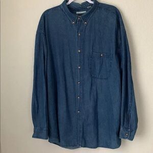 American Weekend Cotton Denim Long Sleeve Dark Blue Men's Shirt Shirt XL